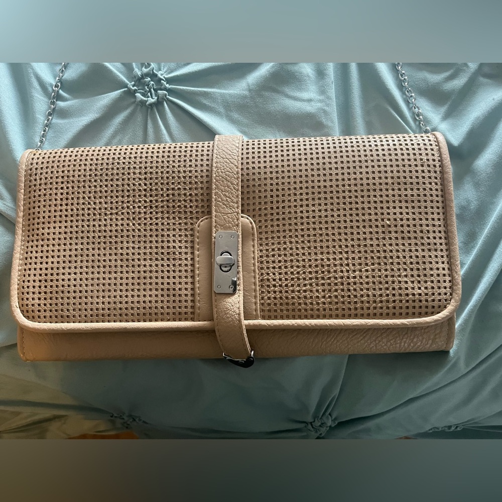 Miztique Tan Clutch with Textured Design